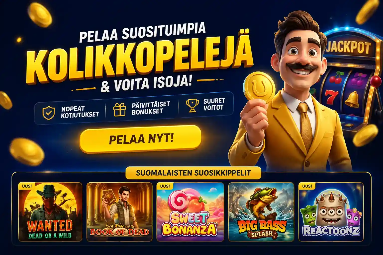 Pelaa suosituimpia kolikkopelejä ja voita suuria voittoja