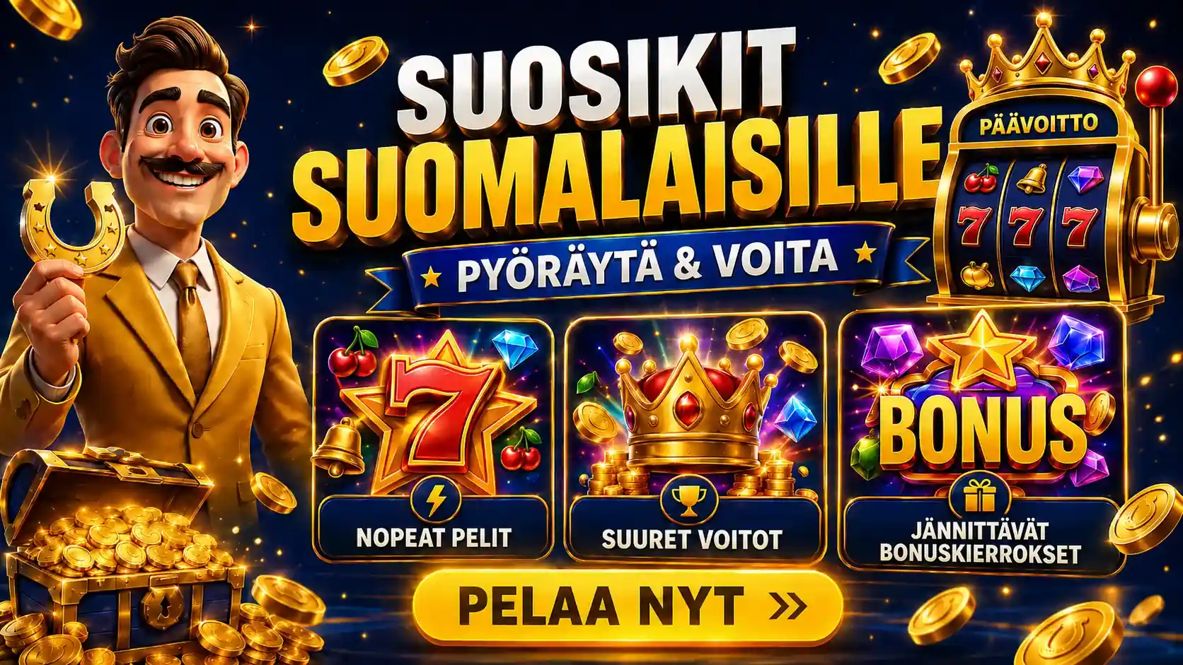 Suosikit suomalaisille kolikkopeleille suuret voitot ja bonukset
